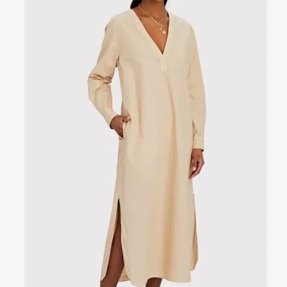 NILI LOTAN RAVEN Dress Size Small Cotton Poplin Midi Sand Beige LAGENLOOK - Picture 12 of 13